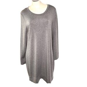 ADRIENNE VITTADINI Long Sleeve Grey Casual Dress Women's Size XL